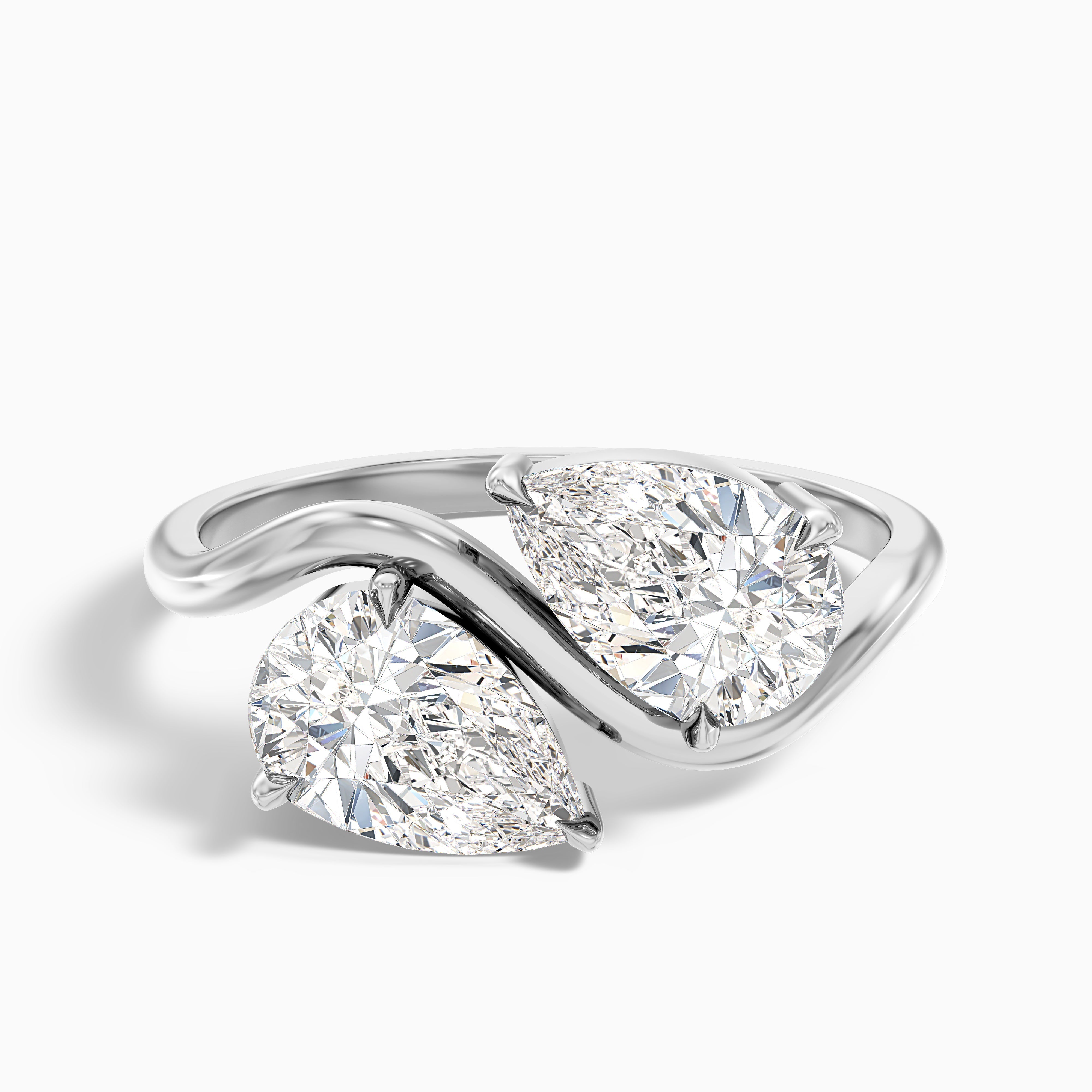 Paula Toi Et Moi Ring in 925 Sterling Silver With Both Pear Two Stone Lab Grown Diamond (1 Ct. Tw.)