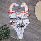 Flounced Printed Split Swimsuit Bikini Bella Mia