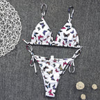 Color Blooming Printed Bikini Sexy Lace up Double Sided Fabric Women Swimsuit Bikini Bella Mia