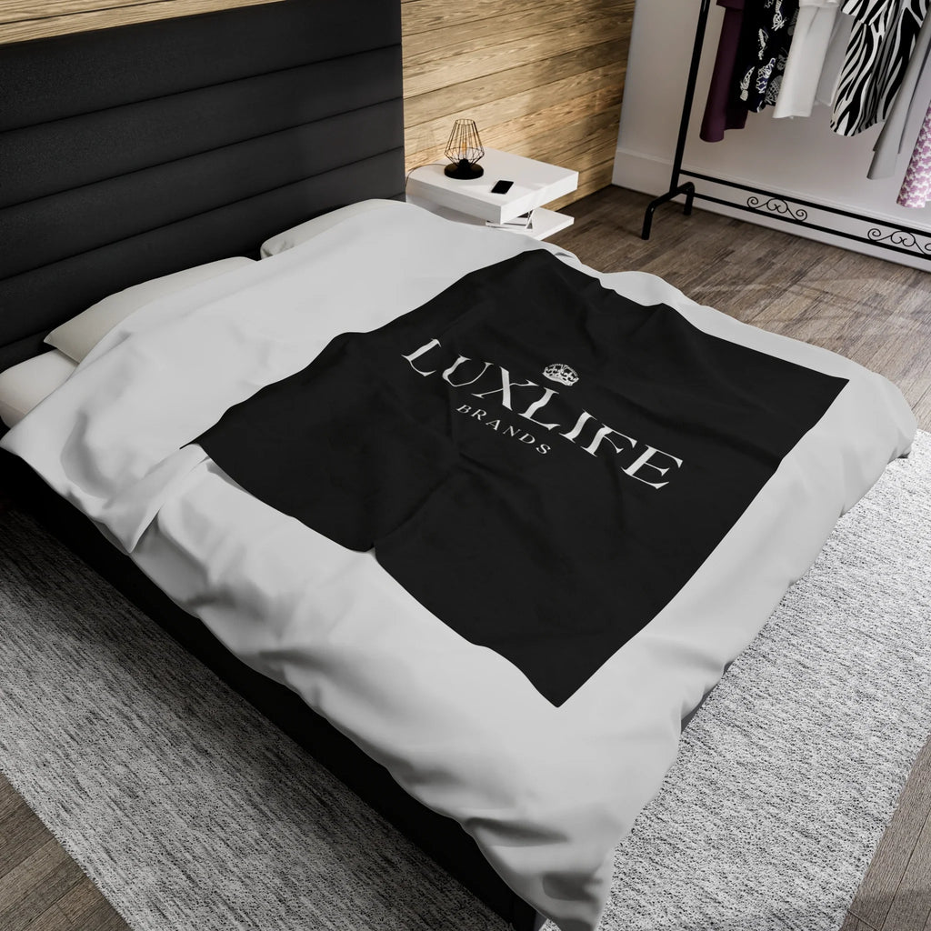 Luxlife Brands Black Velveteen Plush Blanket Printify