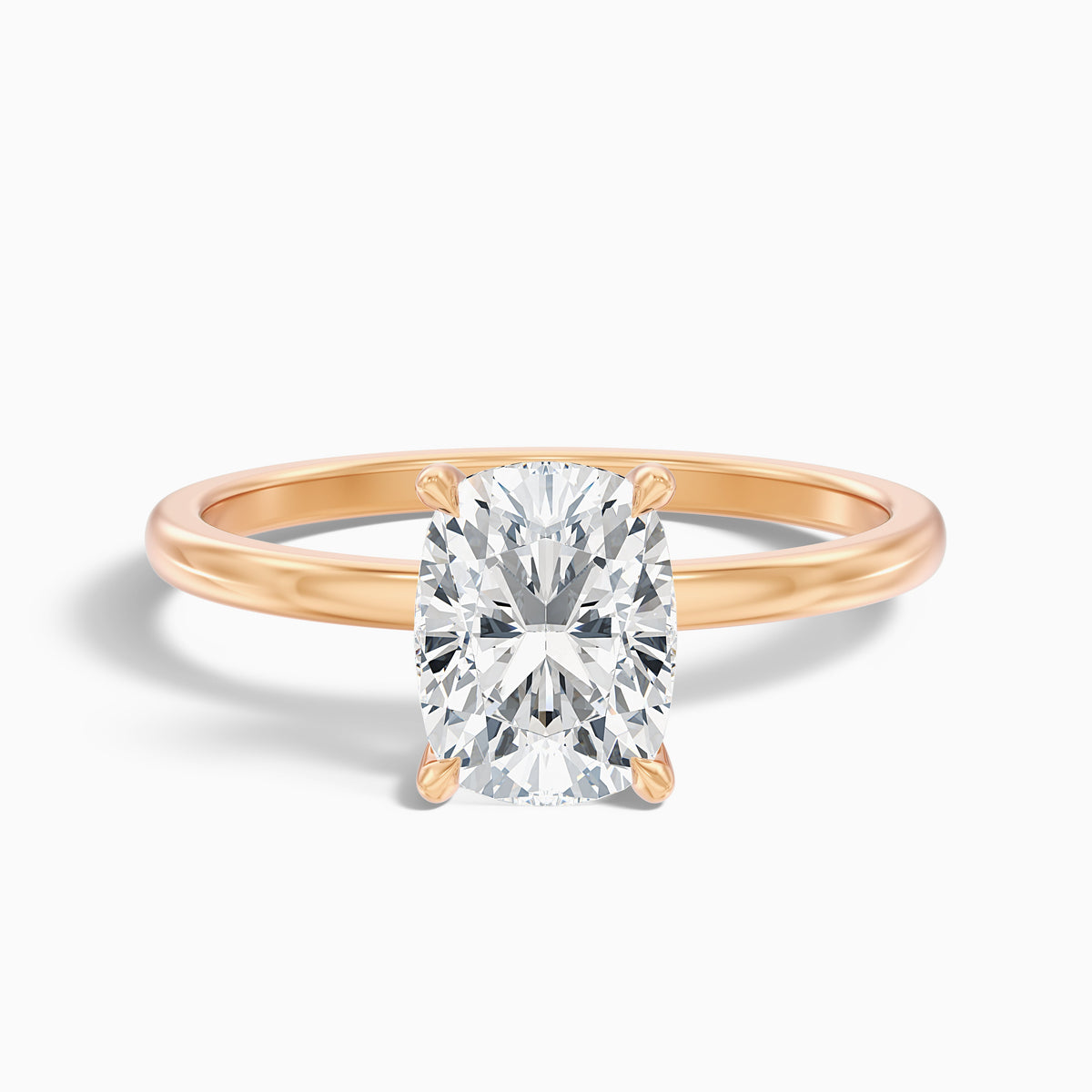 Lynda 1 Carat Elongated Cushion Cut Hidden Halo Lab Grown Diamond Ring in 18k Yellow Gold