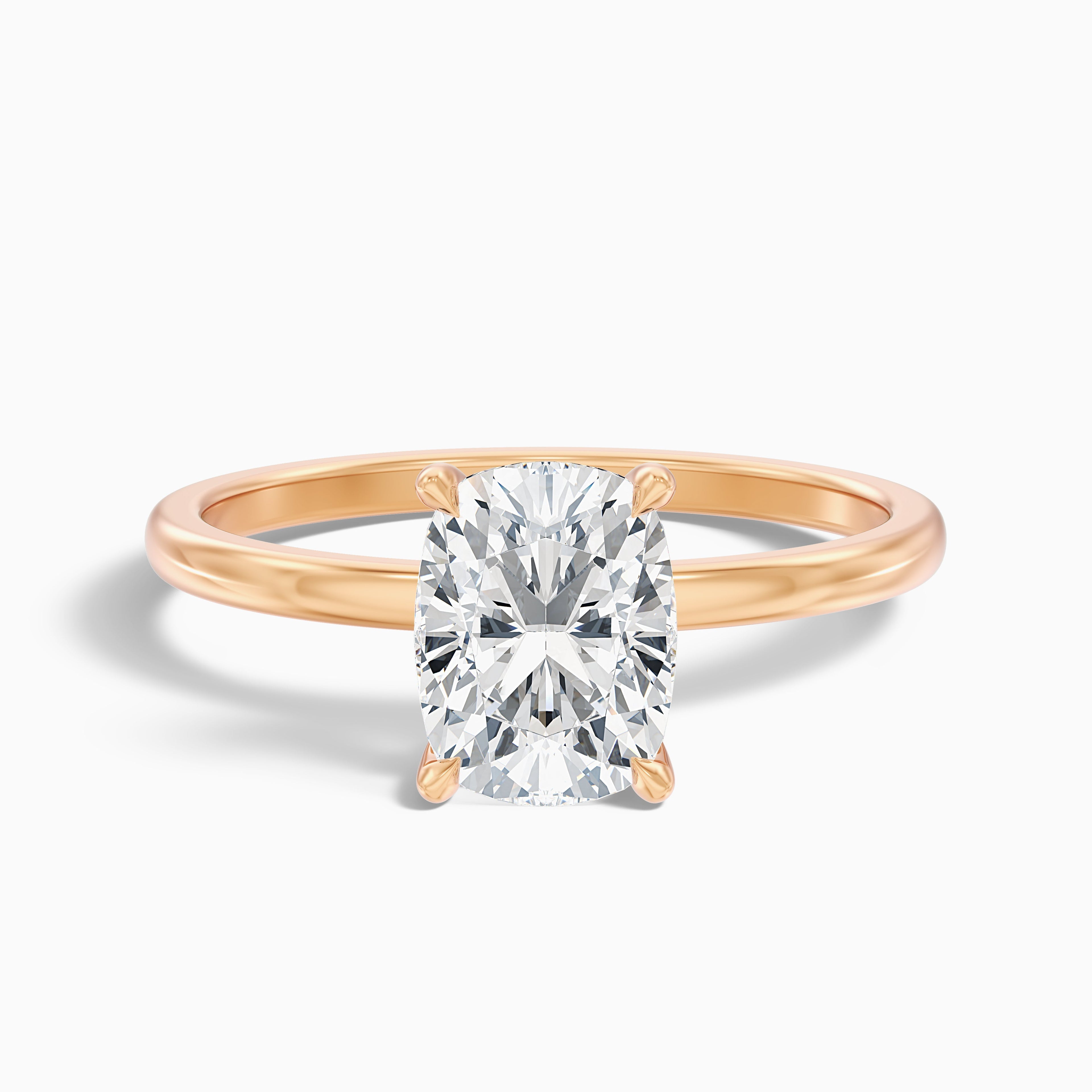 Lynda 2 Carat Elongated Cushion Cut Hidden Halo Lab Grown Diamond Ring in 14k Yellow Gold