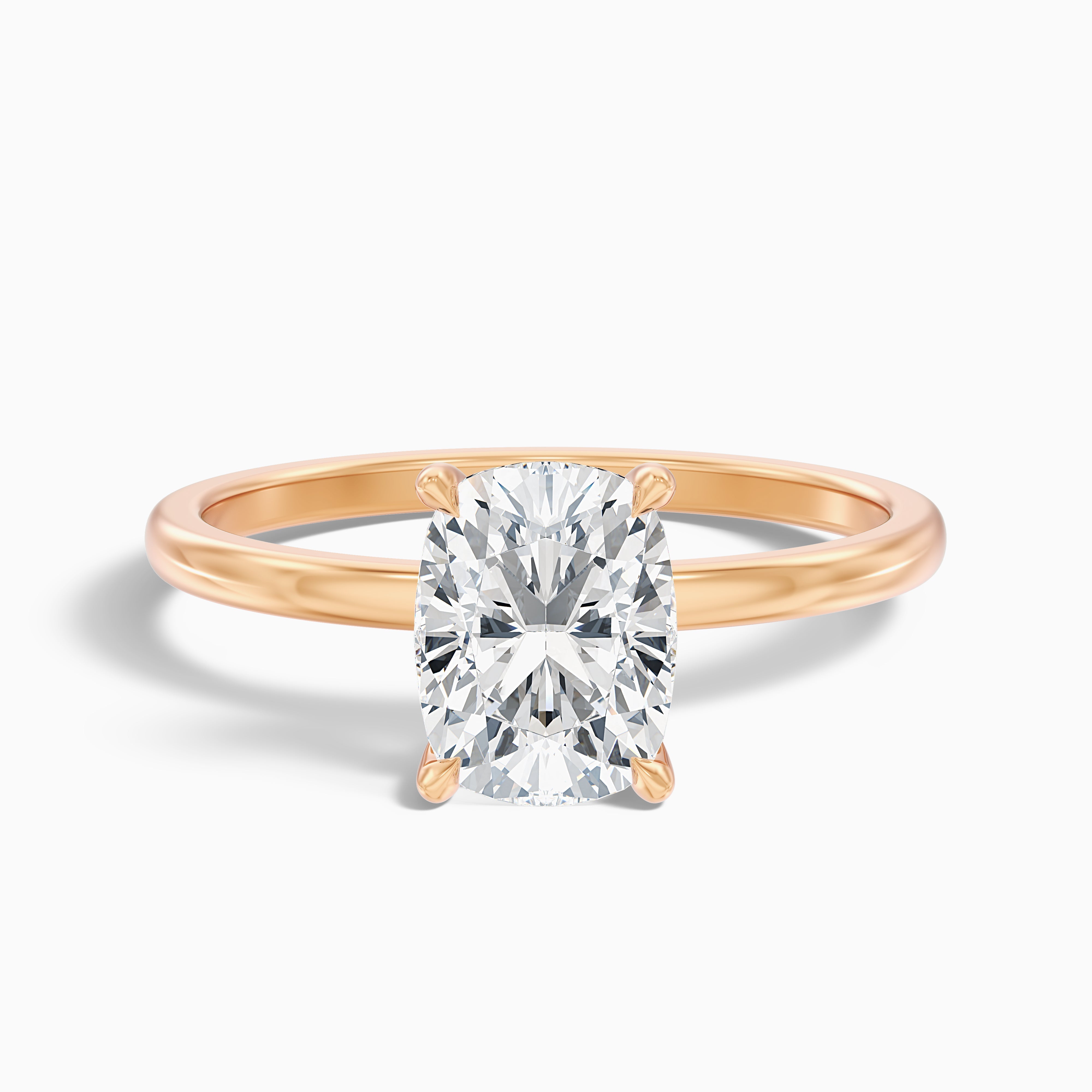 Lynda 2 Carat Elongated Cushion Cut Hidden Halo Lab Grown Diamond Ring in 14k Yellow Gold