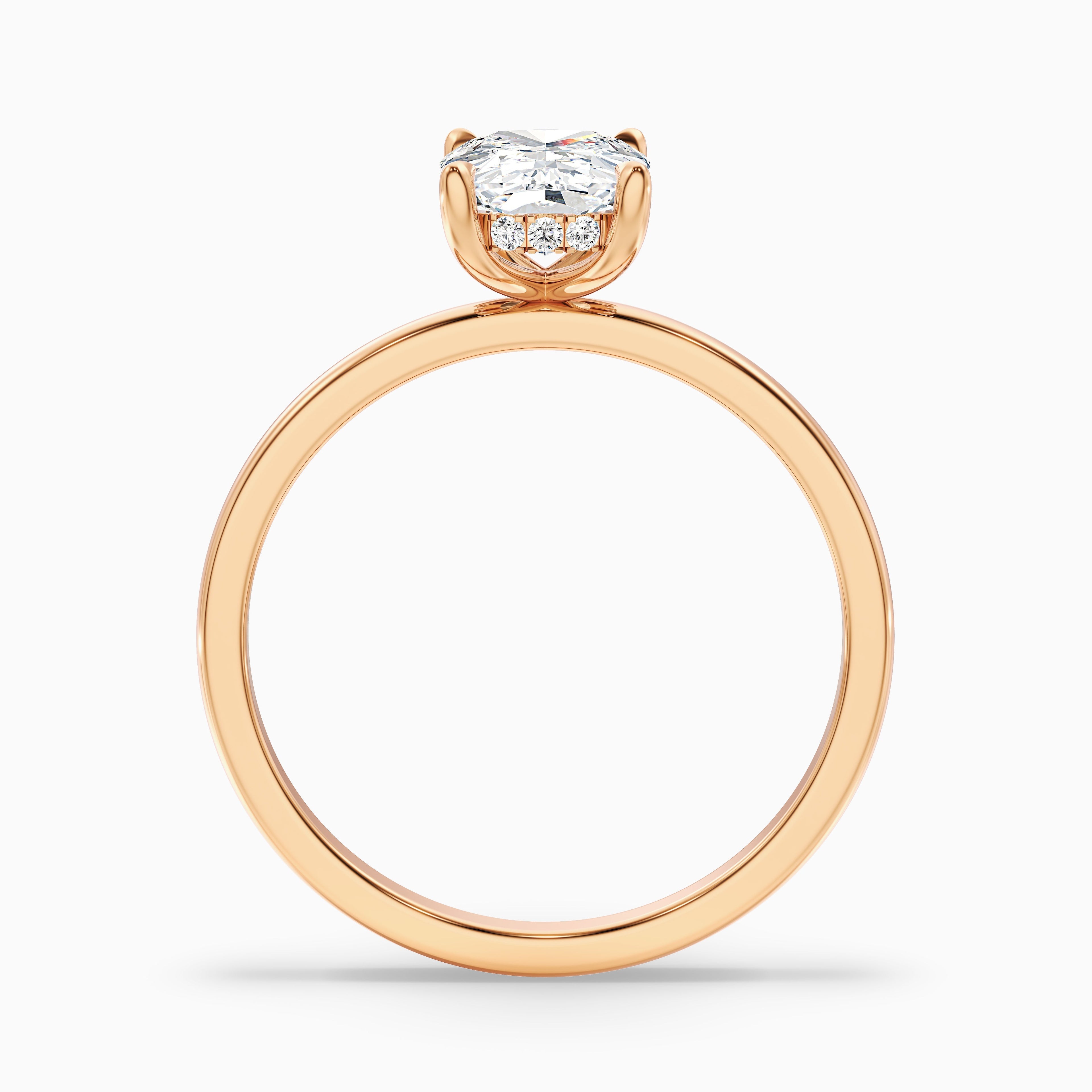 Lynda 2 Carat Elongated Cushion Cut Hidden Halo Lab Grown Diamond Ring in 14k Yellow Gold
