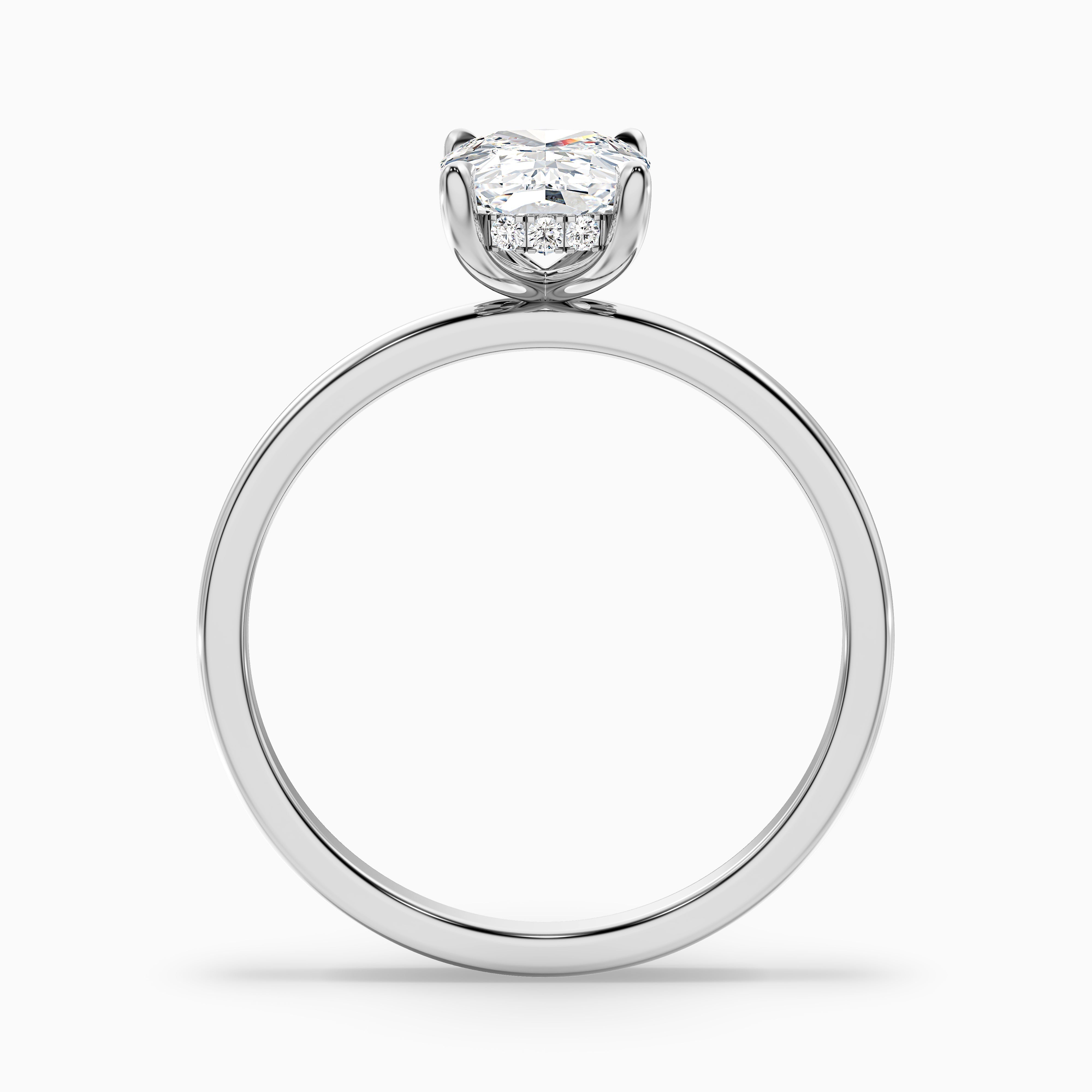 Lynda 2 Carat Elongated Cushion Cut Hidden Halo Lab Grown Diamond Ring in 14k Yellow Gold