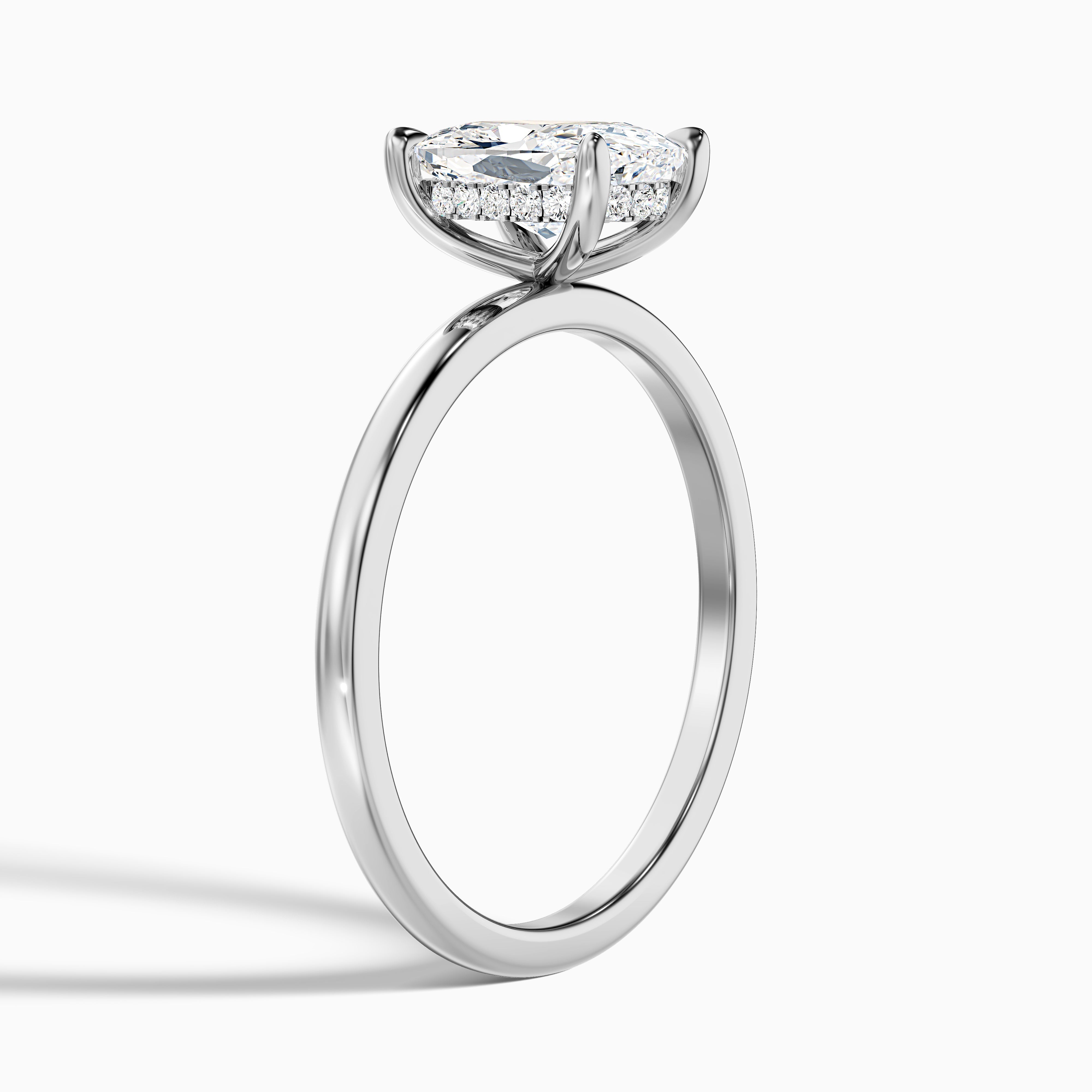 Lynda 2 Carat Elongated Cushion Cut Hidden Halo Lab Grown Diamond Ring in 14k Yellow Gold