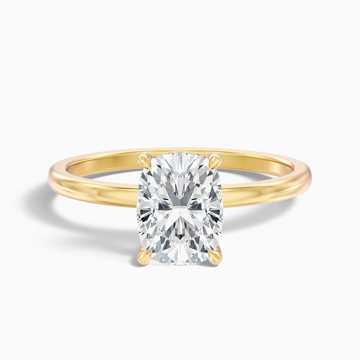 Lynda 1 Carat Elongated Cushion Cut Hidden Halo Lab Grown Diamond Ring in 18k Yellow Gold
