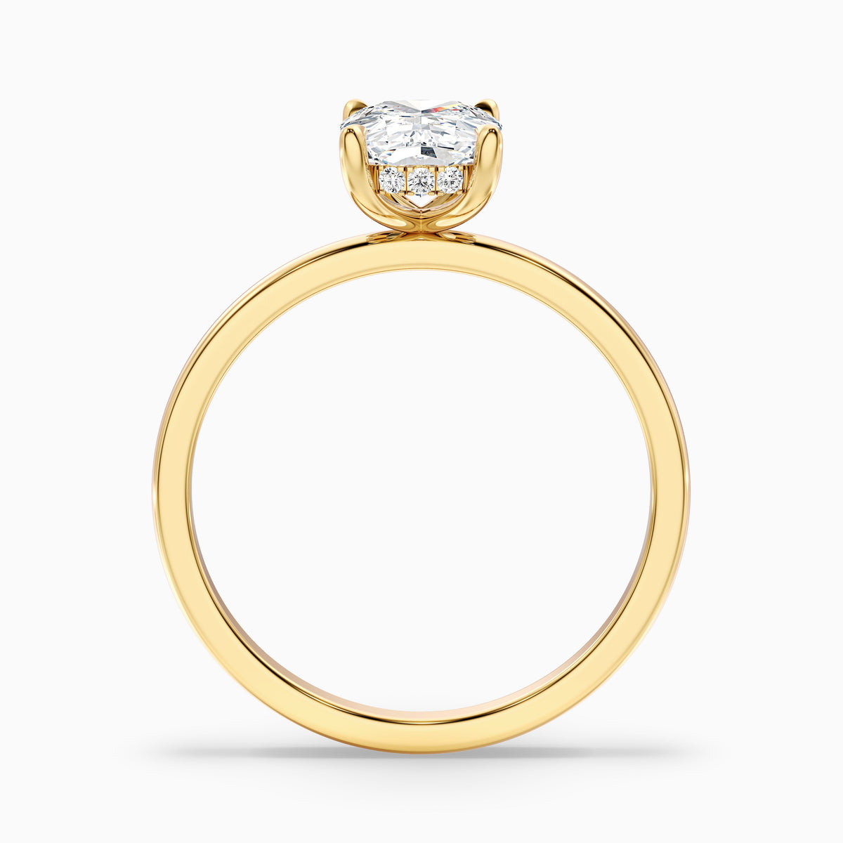 Lynda 1 Carat Elongated Cushion Cut Hidden Halo Lab Grown Diamond Ring in 18k Yellow Gold