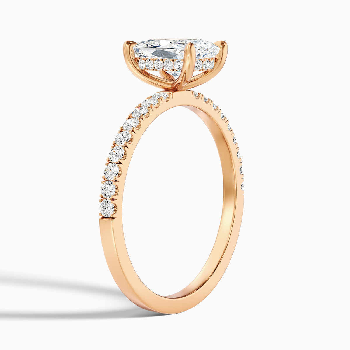 Holly 2.5 Carat Elongated Cushion Cut Hidden Halo Pave Lab Grown Diamond Ring in 14k Yellow Gold
