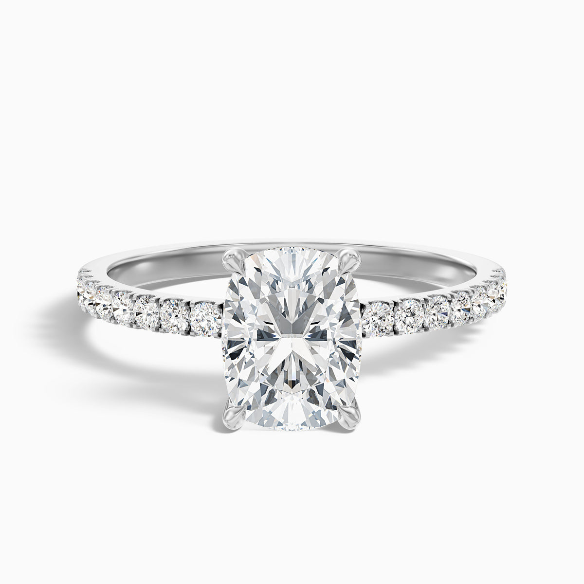 Holly 2.5 Carat Elongated Cushion Cut Hidden Halo Pave Lab Grown Diamond Ring in 14k Yellow Gold