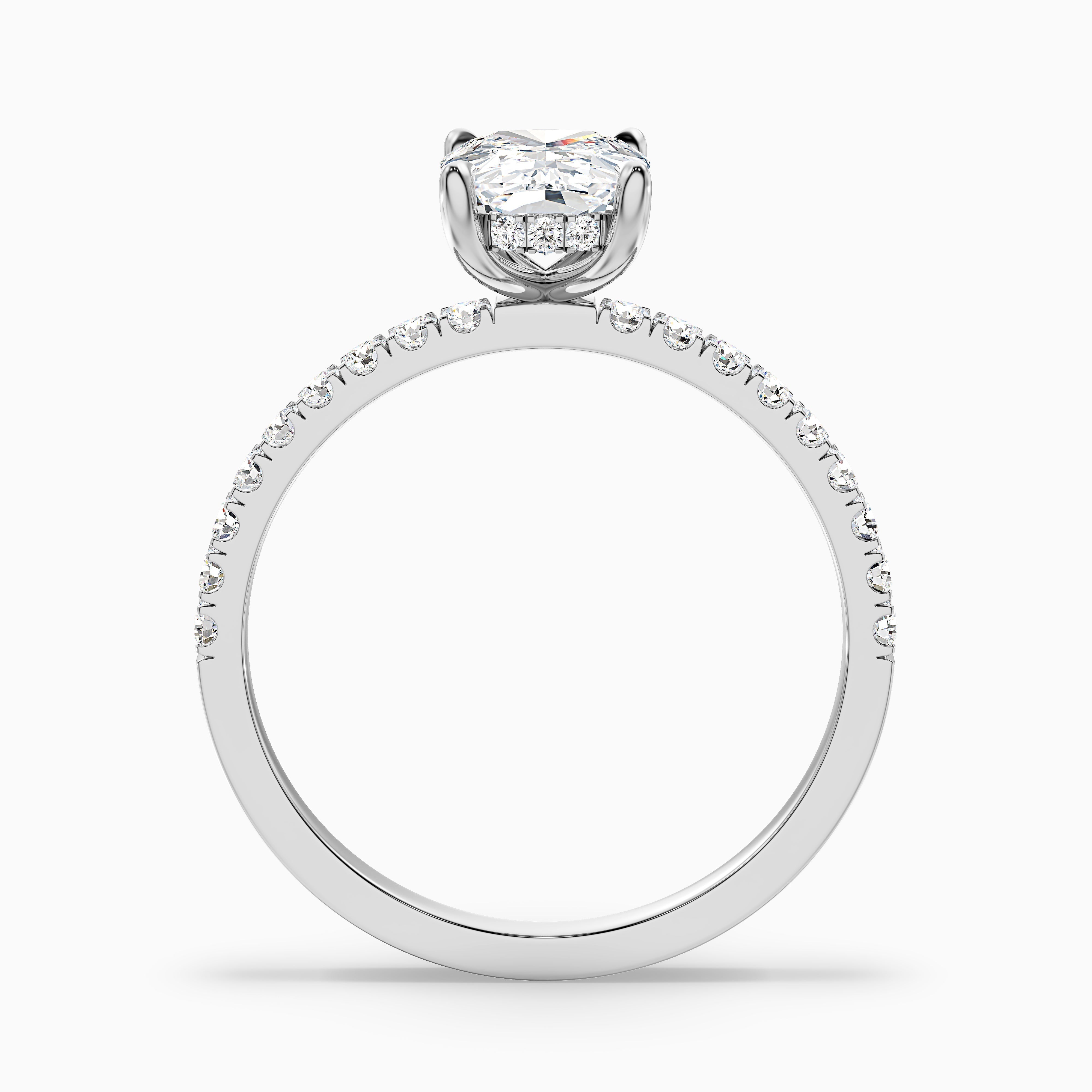 Holly 3.5 Carat Elongated Cushion Cut Hidden Halo Pave Moissanite Diamond Ring in 14k Yellow Gold