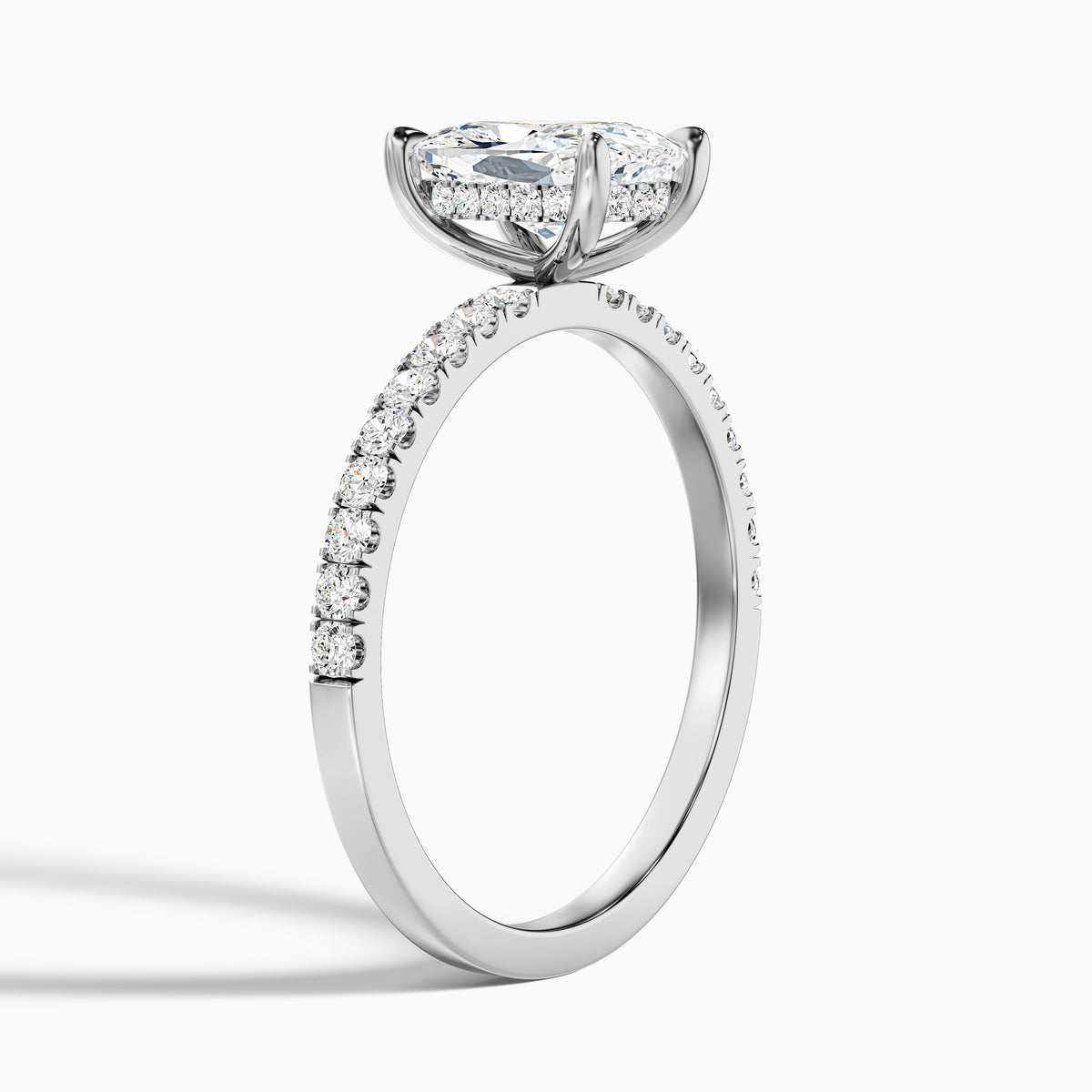 Holly 2 Carat Elongated Cushion Cut Hidden Halo Pave Lab Grown Diamond Ring in 925 Sterling Silver