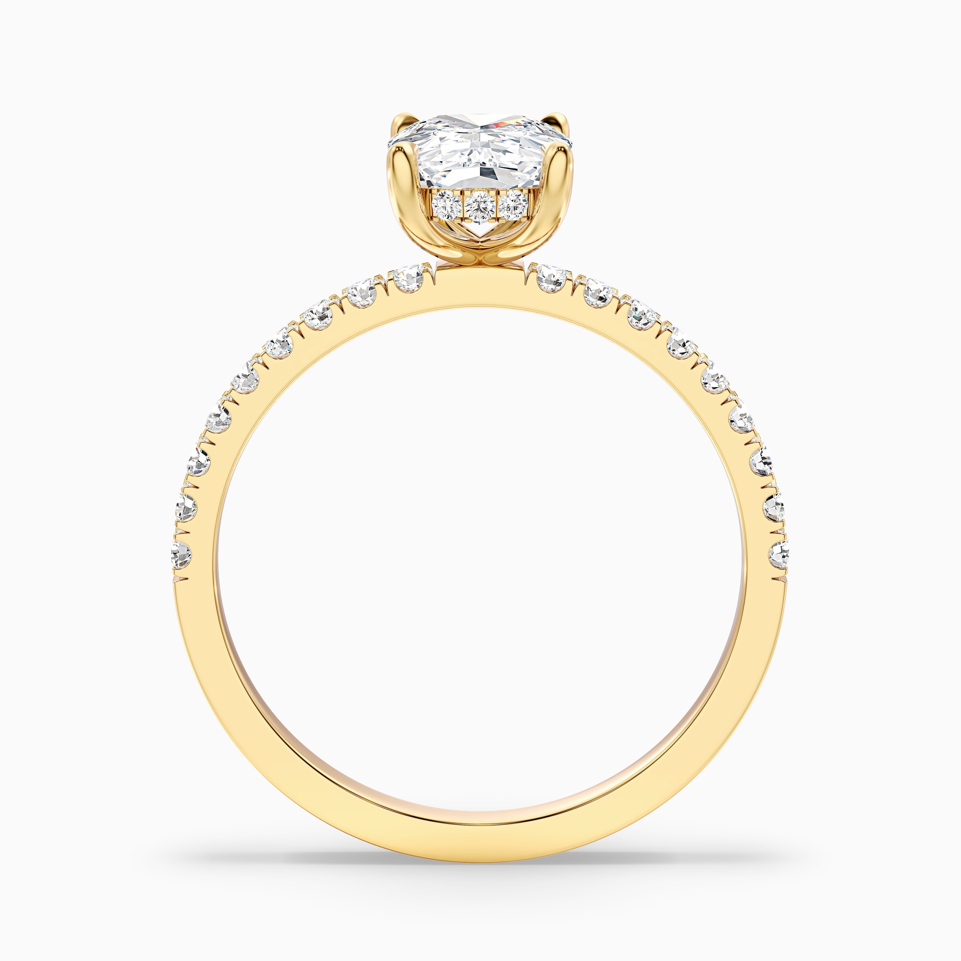 Holly 2 Carat Elongated Cushion Cut Hidden Halo Pave Lab Grown Diamond Ring in 925 Sterling Silver