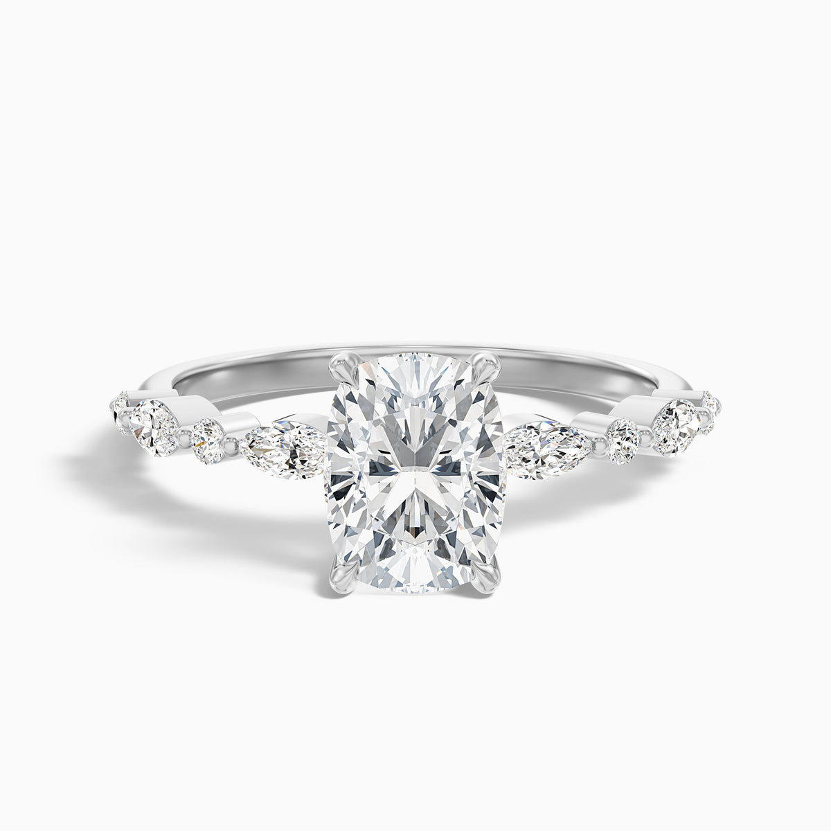 Joyee 2.5 Carat Elongated Cushion Cut Hidden Halo Lab Grown Diamond Ring in 14k Yellow Gold