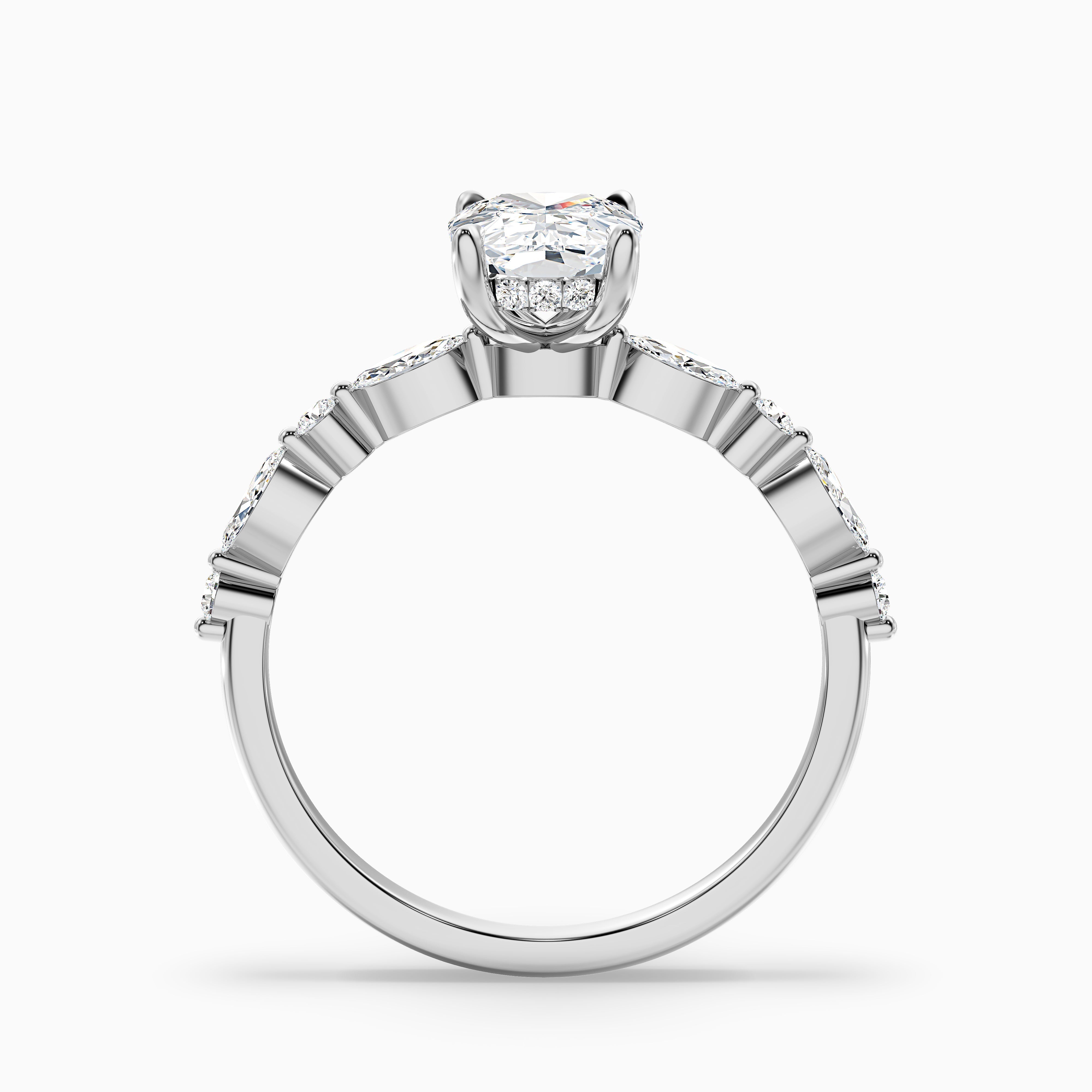 Joyee 2.5 Carat Elongated Cushion Cut Hidden Halo Lab Grown Diamond Ring in 14k Yellow Gold