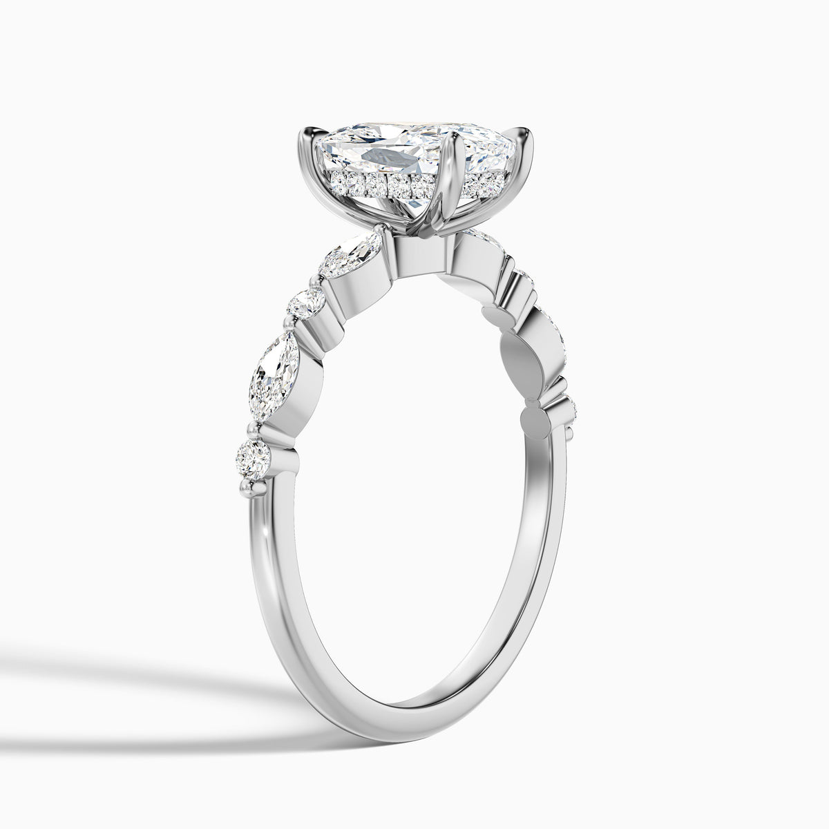 Joyee 1.5 Carat Elongated Cushion Cut Hidden Halo Lab Grown Diamond Ring in 14k Yellow Gold