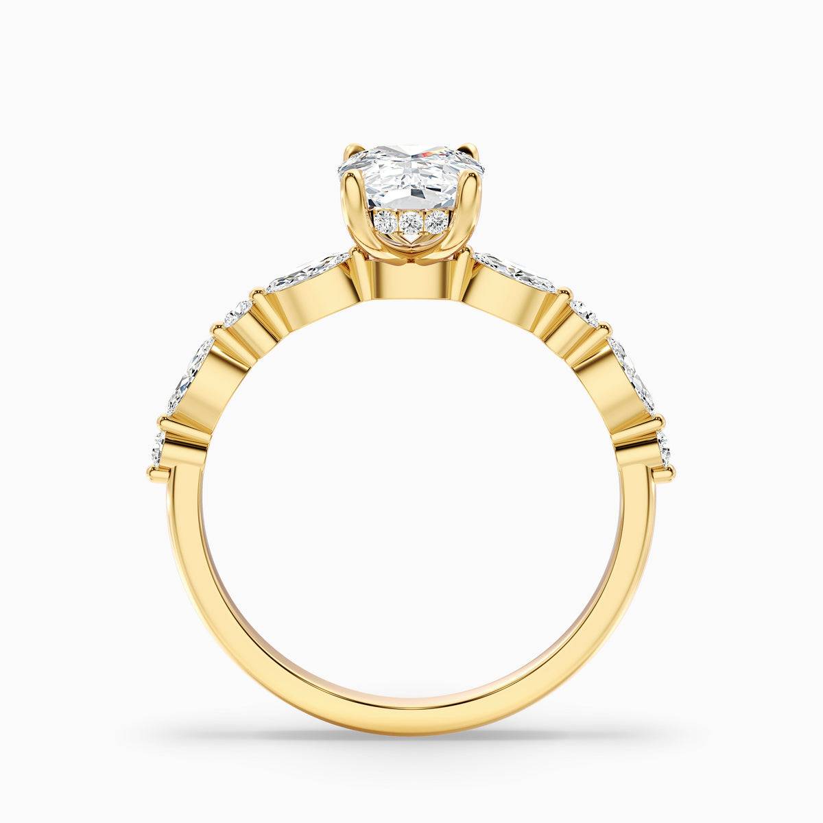 Joyee 1.5 Carat Elongated Cushion Cut Hidden Halo Lab Grown Diamond Ring in 14k Yellow Gold