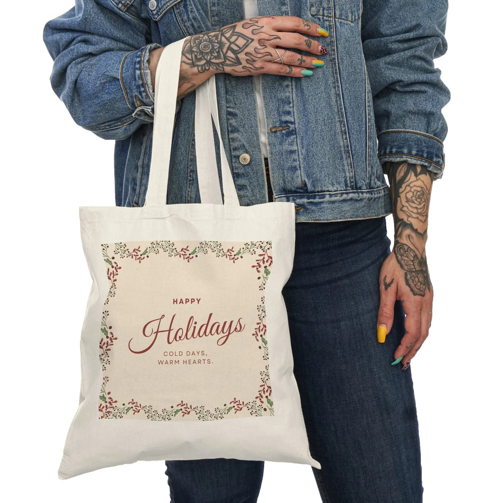 Happy Holidays Natural Tote Bag Printify