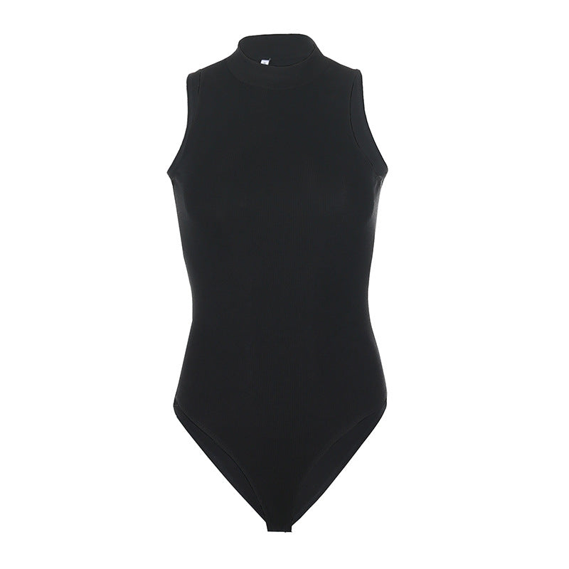 Women Clothing Basic All Matching Bottoming Vest Cold Shoulder Sleeveless High Waist Bodysuit Summer Hair Bella Mia