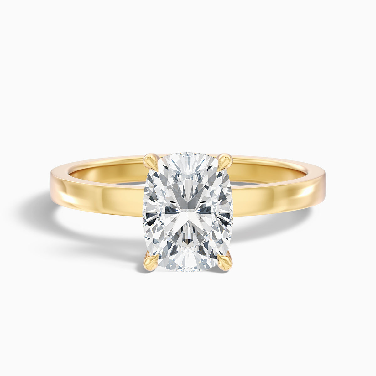 Aimee 1.5 Carat Elongated Cushion Cut Solitaire Lab Grown Diamond Ring in 14k Yellow Gold