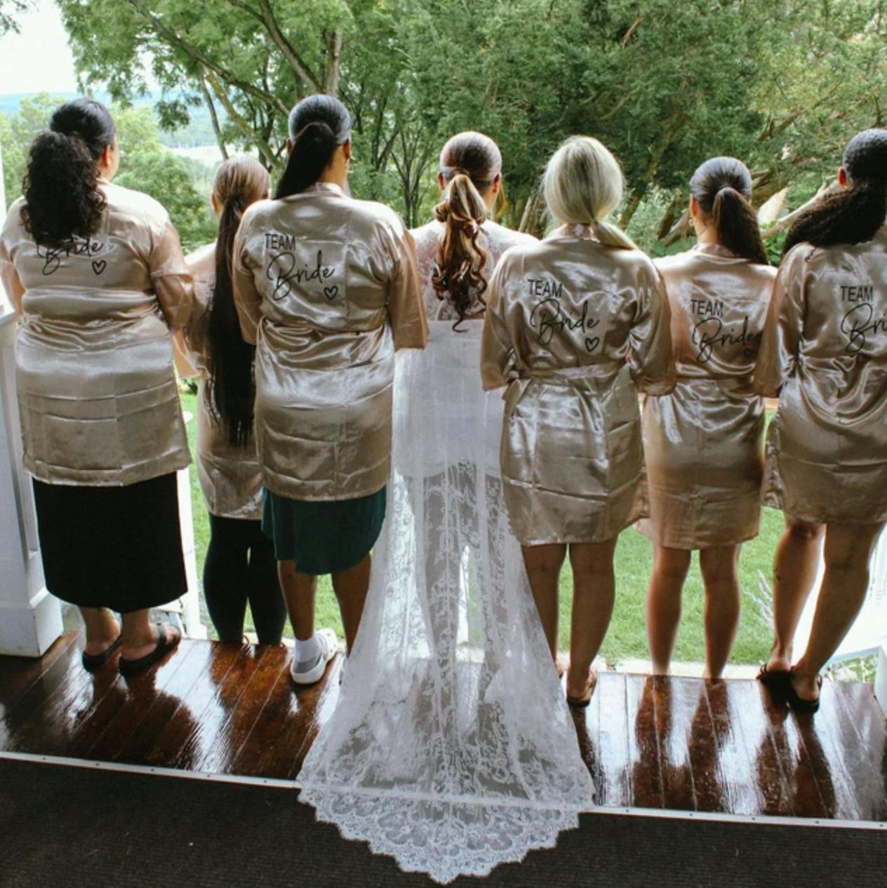 Custom Satin Bridesmaid Robes – Personalized with Name, Title, or Date | Wedding Party Gifts SelenaHuanStudio