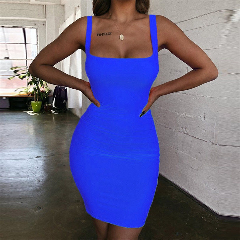 Candy Color Hip-Wrapped Sleeveless Strap Dress Women Dress Bella Mia