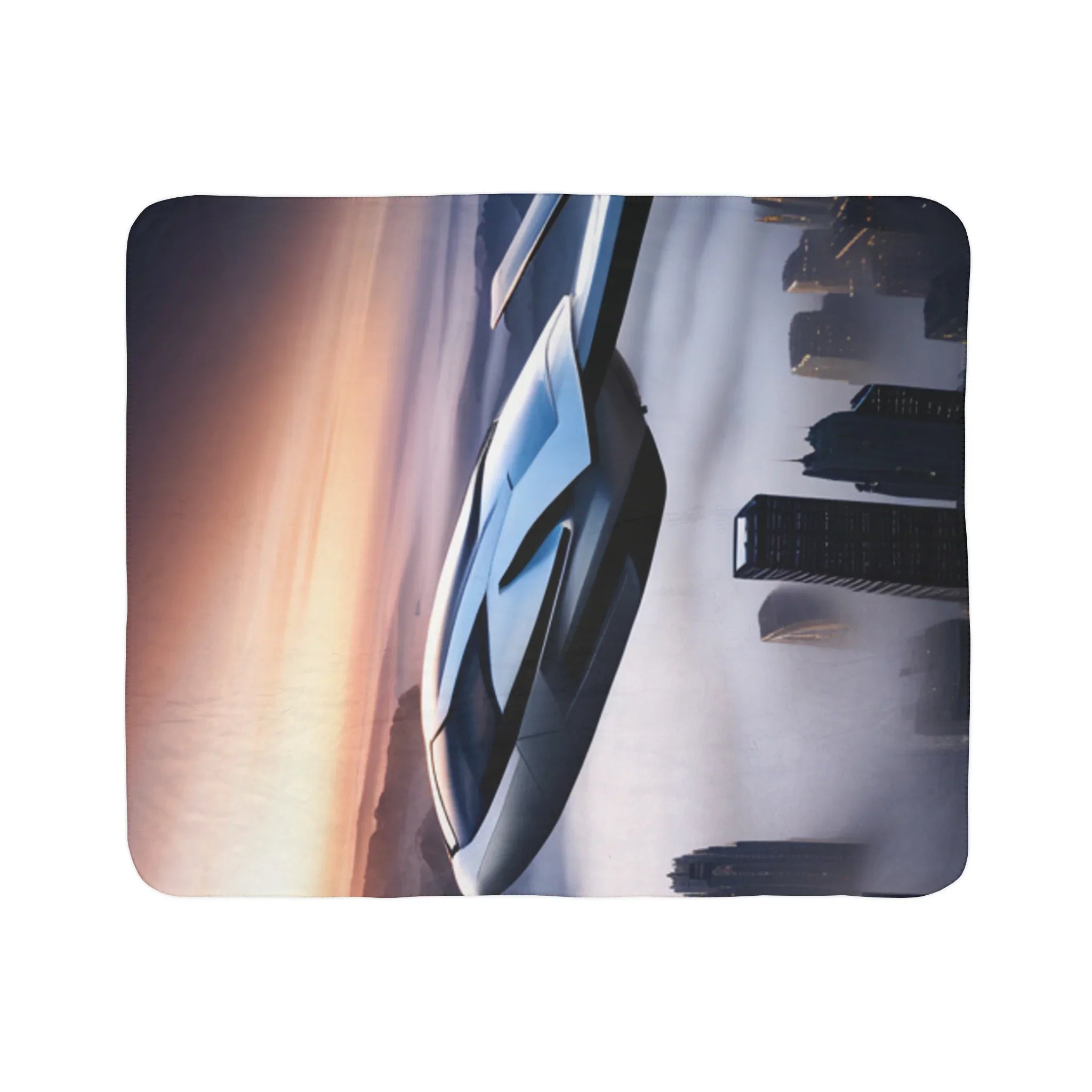 Futuristic Space Car Fleece Sherpa Blanket - Kids Edition Printify