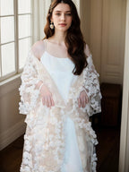 Ethereal 3D Floral Lace Bridal Robe – Elegant Sheer Wedding Cover-Up SelenaHuanStudio
