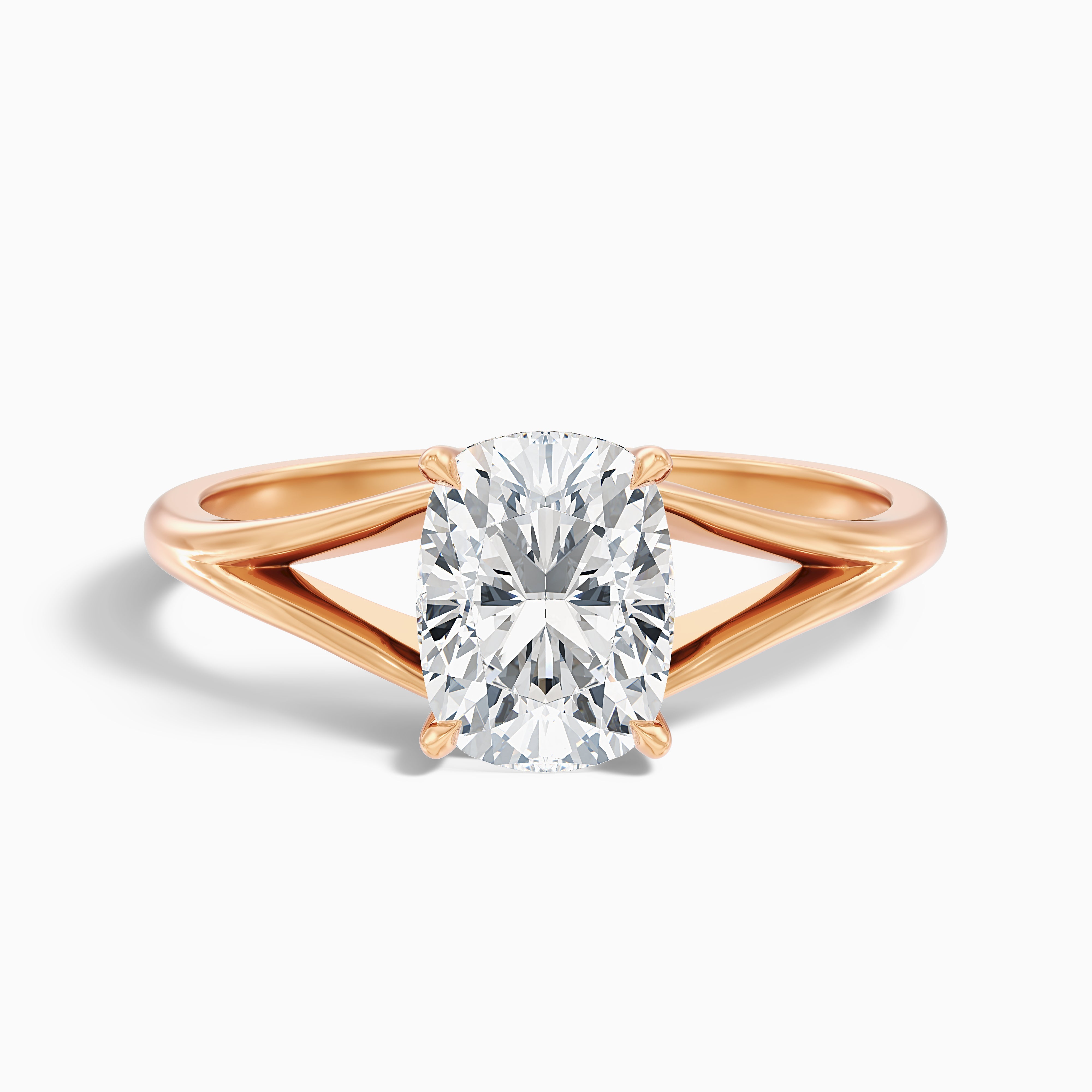 Maren 2 Carat Elongated Cushion Cut Split Shank Lab Grown Diamond Ring in 14k White Gold