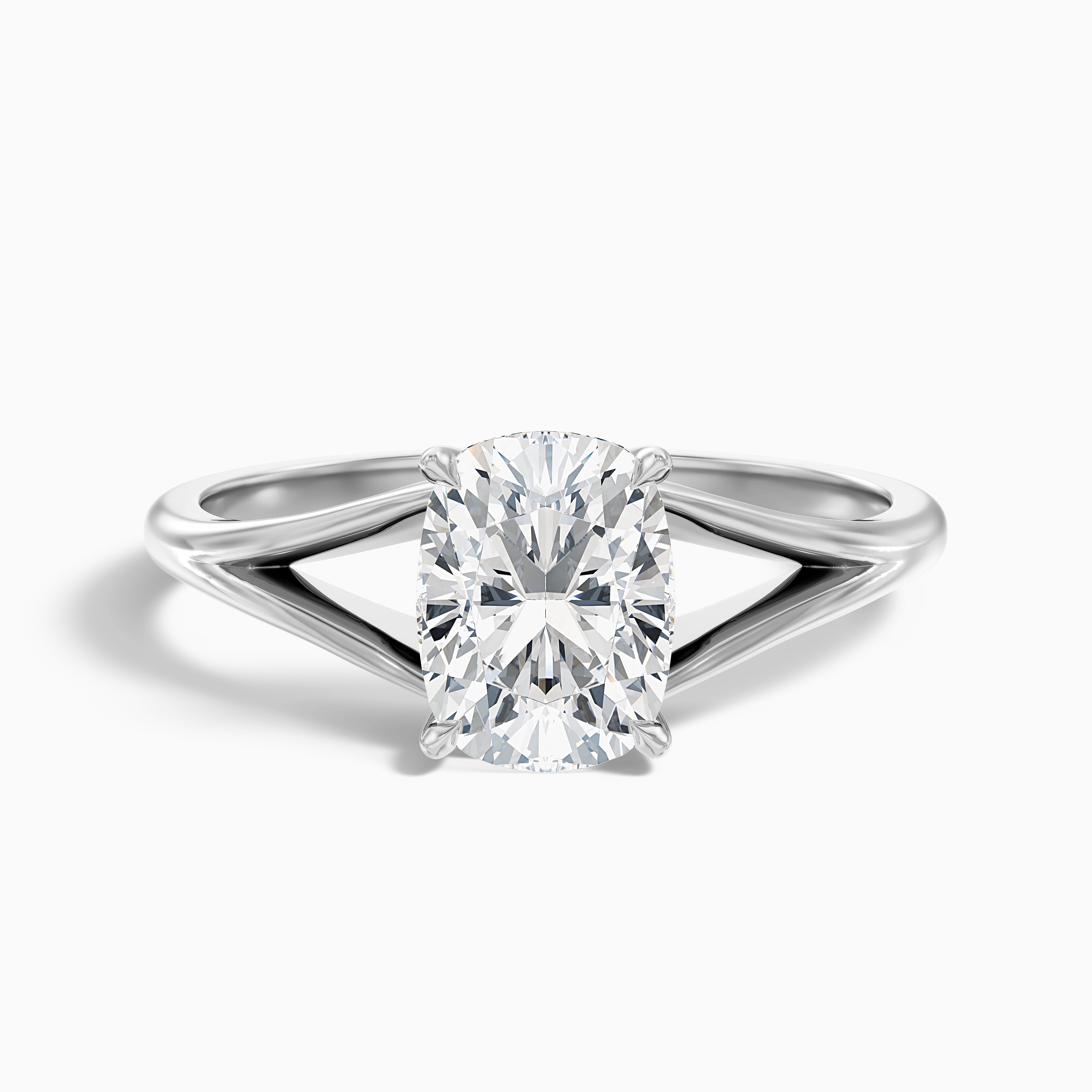 Maren 2 Carat Elongated Cushion Cut Split Shank Lab Grown Diamond Ring in 14k White Gold