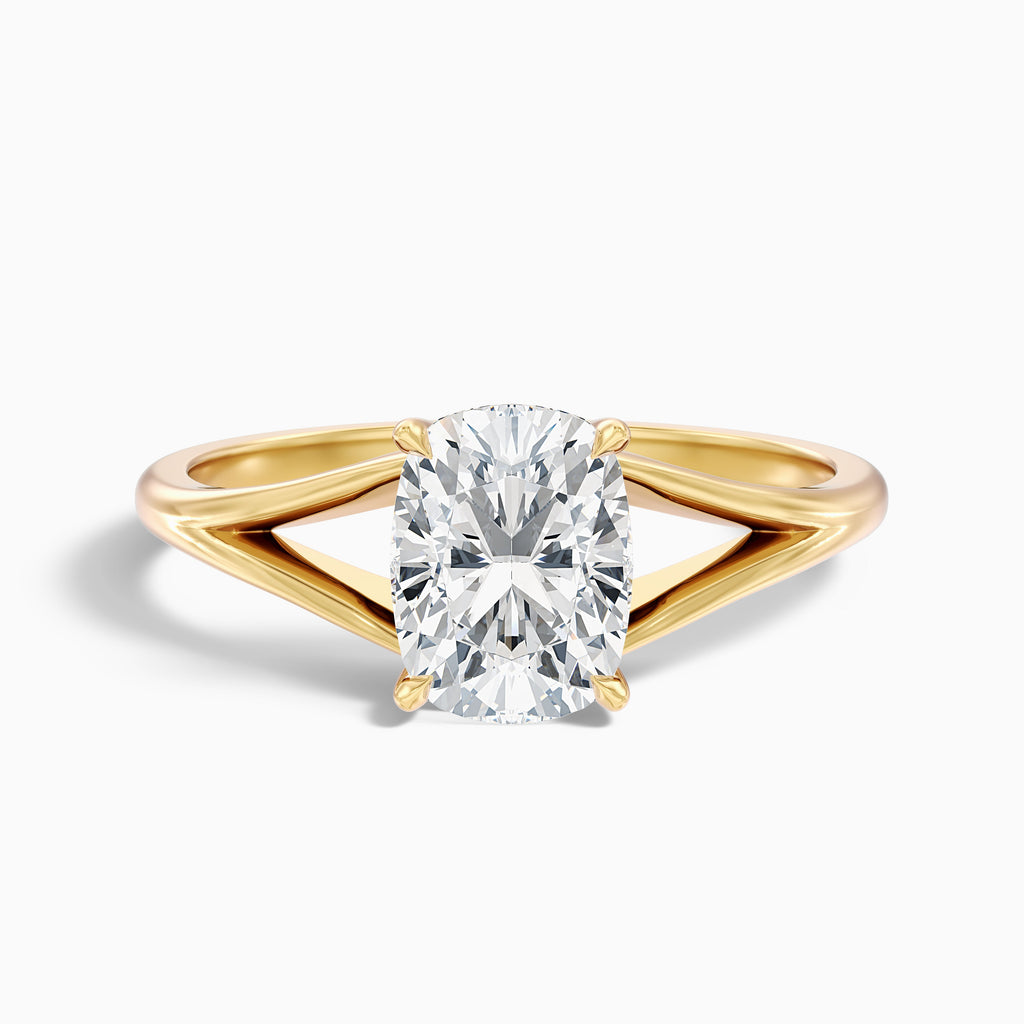 Maren 2.5 Carat Elongated Cushion Cut Split Shank Lab Grown Diamond Ring in 18k Yellow Gold