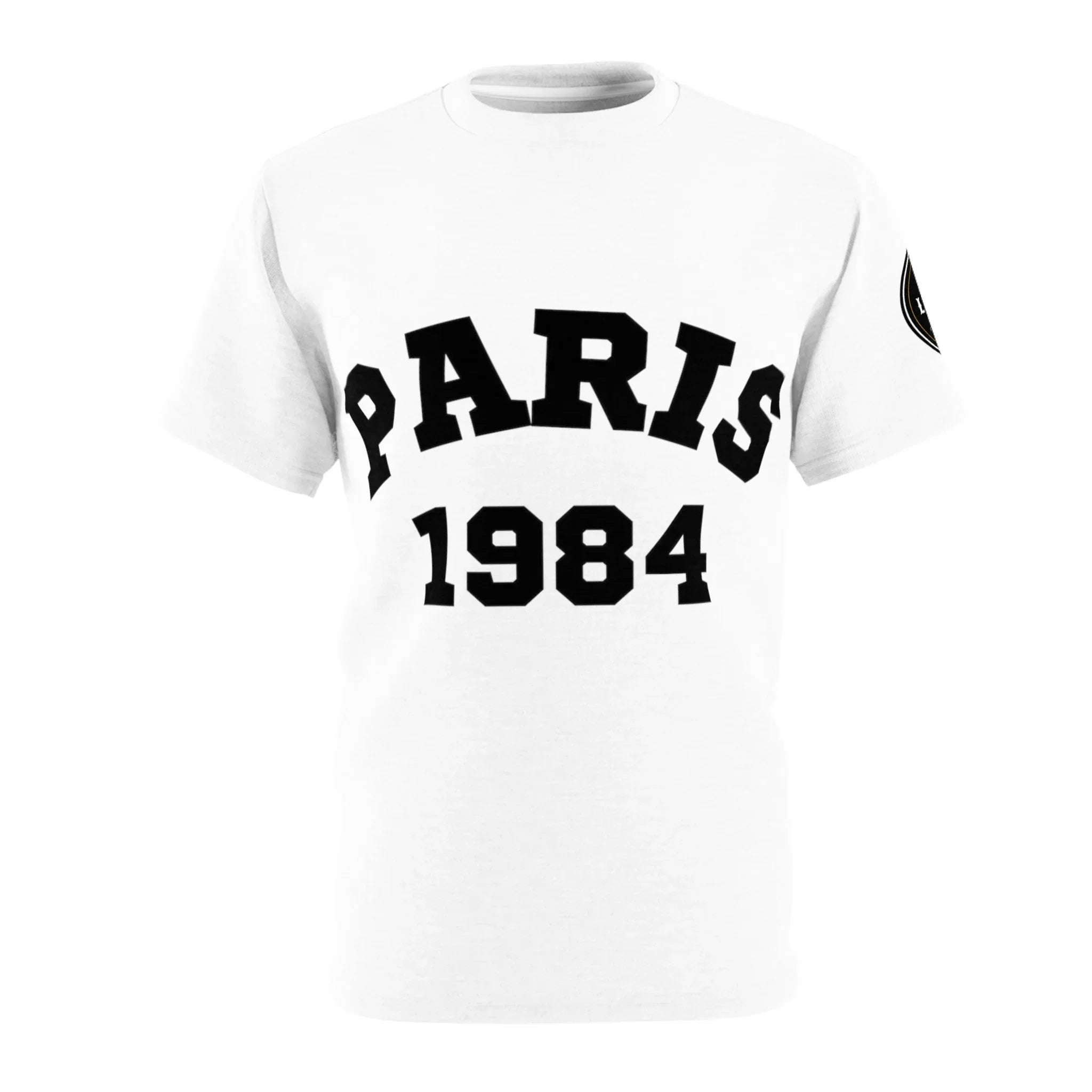 Paris 1984 Men's Black Stitching Tee Printify