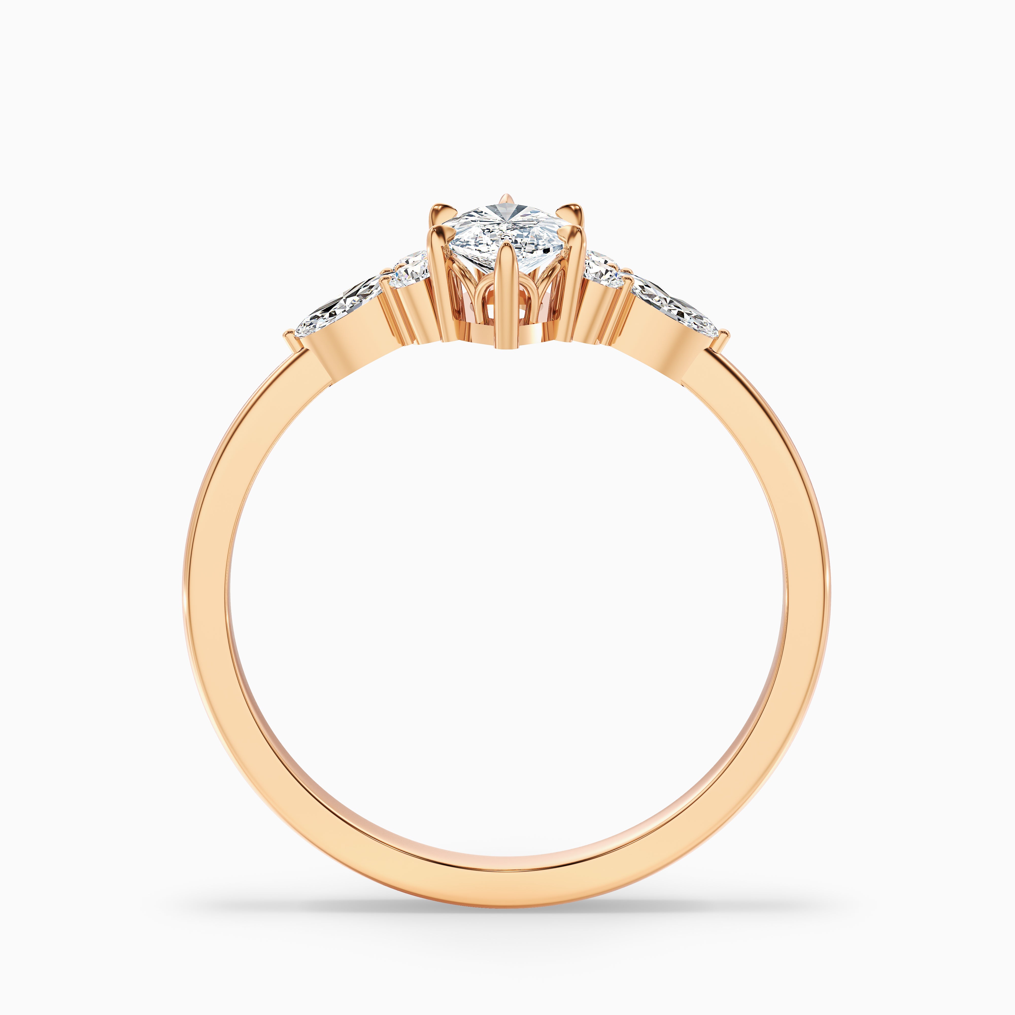 Chaya 3.5 Carat Marquise Cut Side Stone Lab Grown Diamond Ring in 14k Yellow Gold