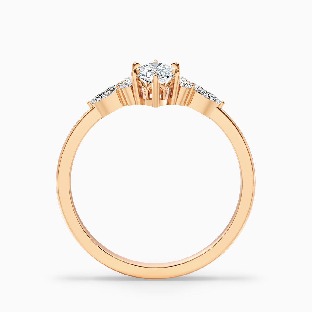 Harly 2 Carat Marquise Cut Side Stone Moissanite Diamond Ring in 10k White Gold