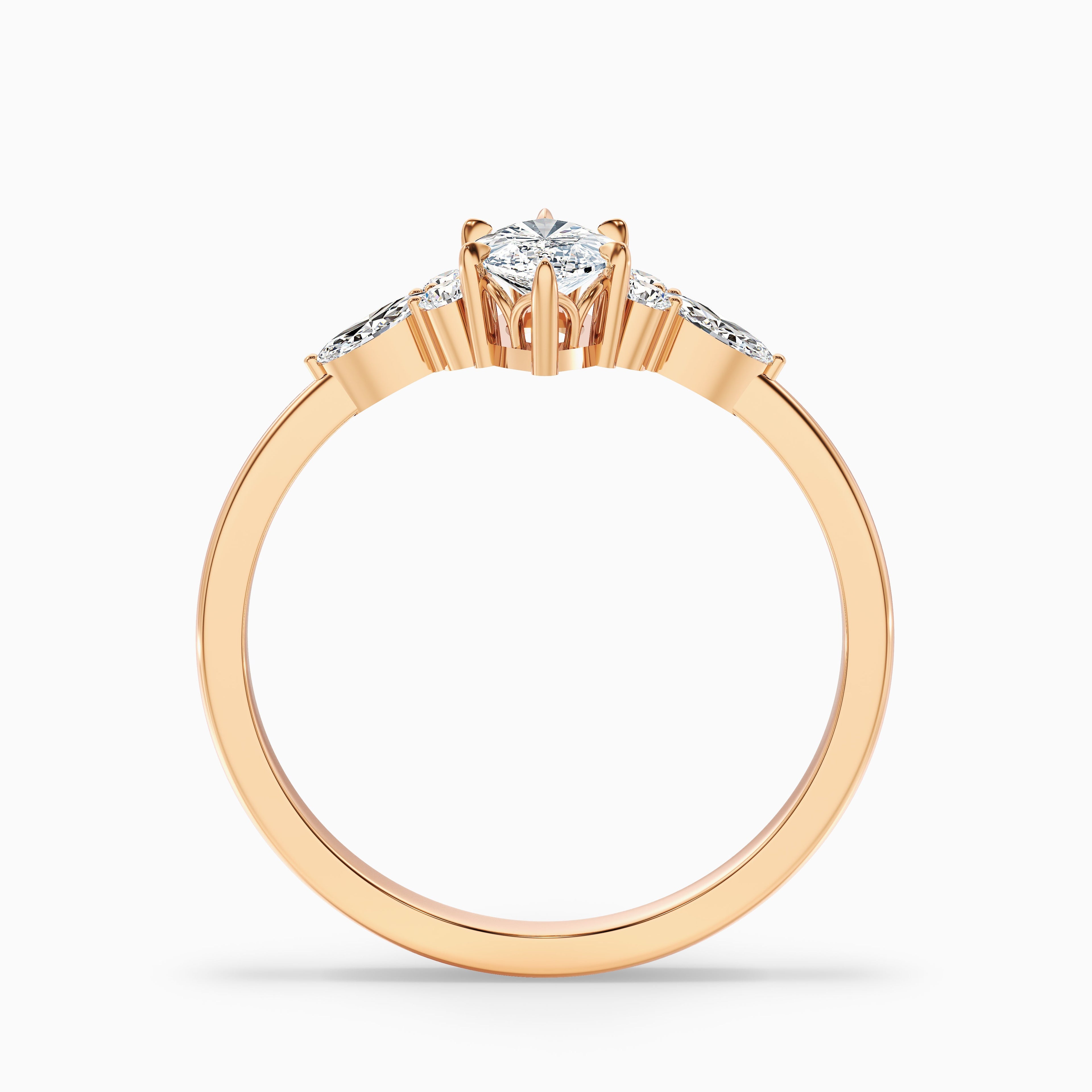 Harly 2 Carat Marquise Cut Side Stone Moissanite Diamond Ring in 10k White Gold