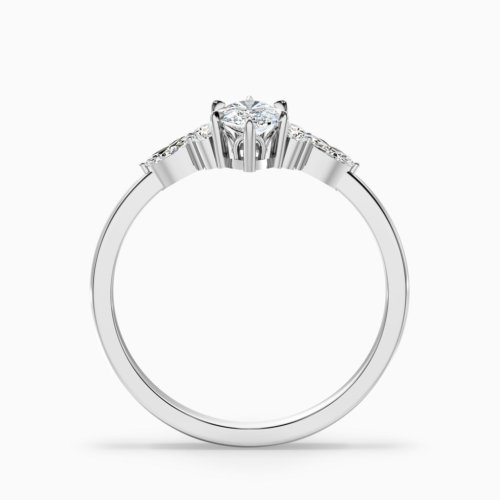 Harly 2 Carat Marquise Cut Side Stone Moissanite Diamond Ring in 10k White Gold