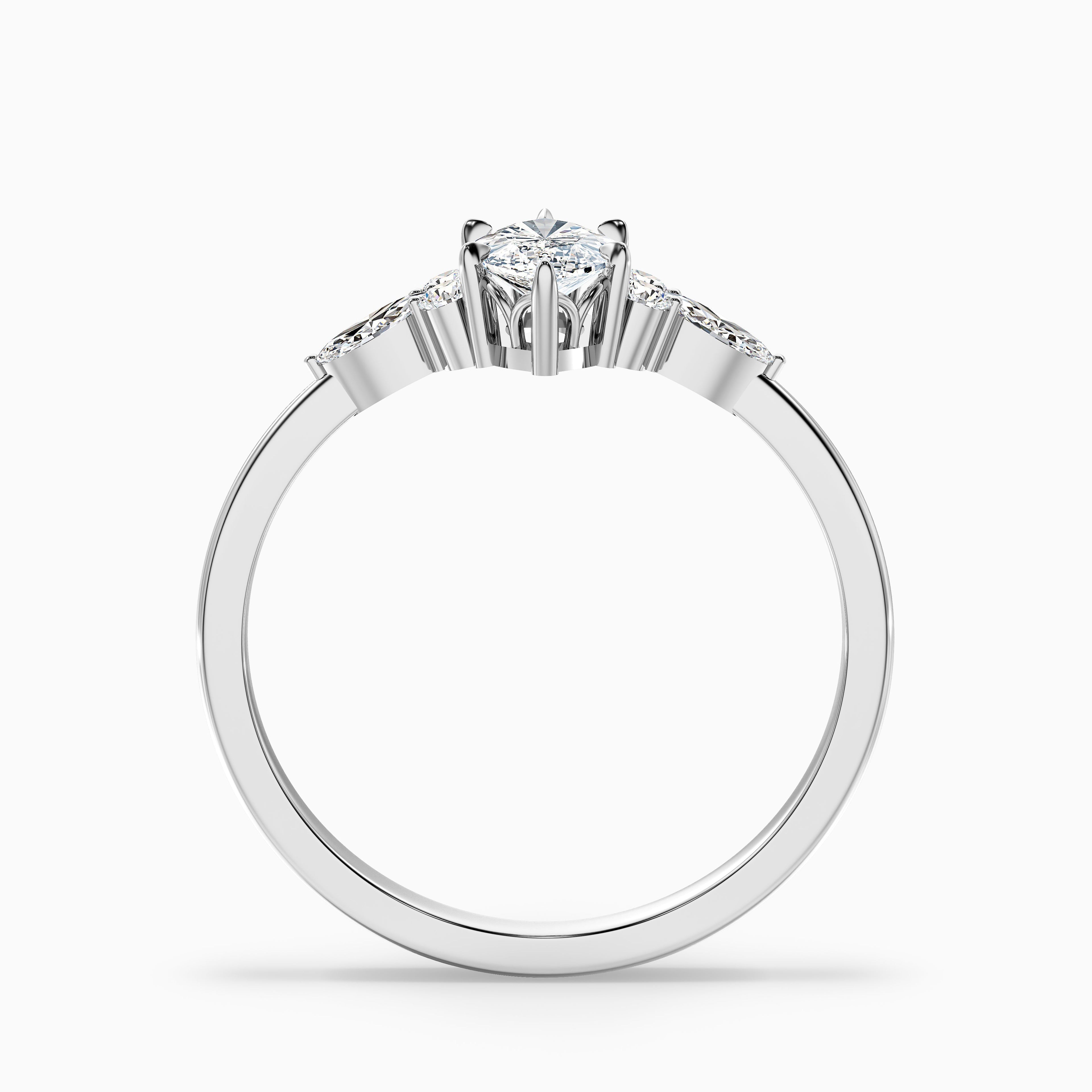 Harly 2 Carat Marquise Cut Side Stone Moissanite Diamond Ring in 10k White Gold