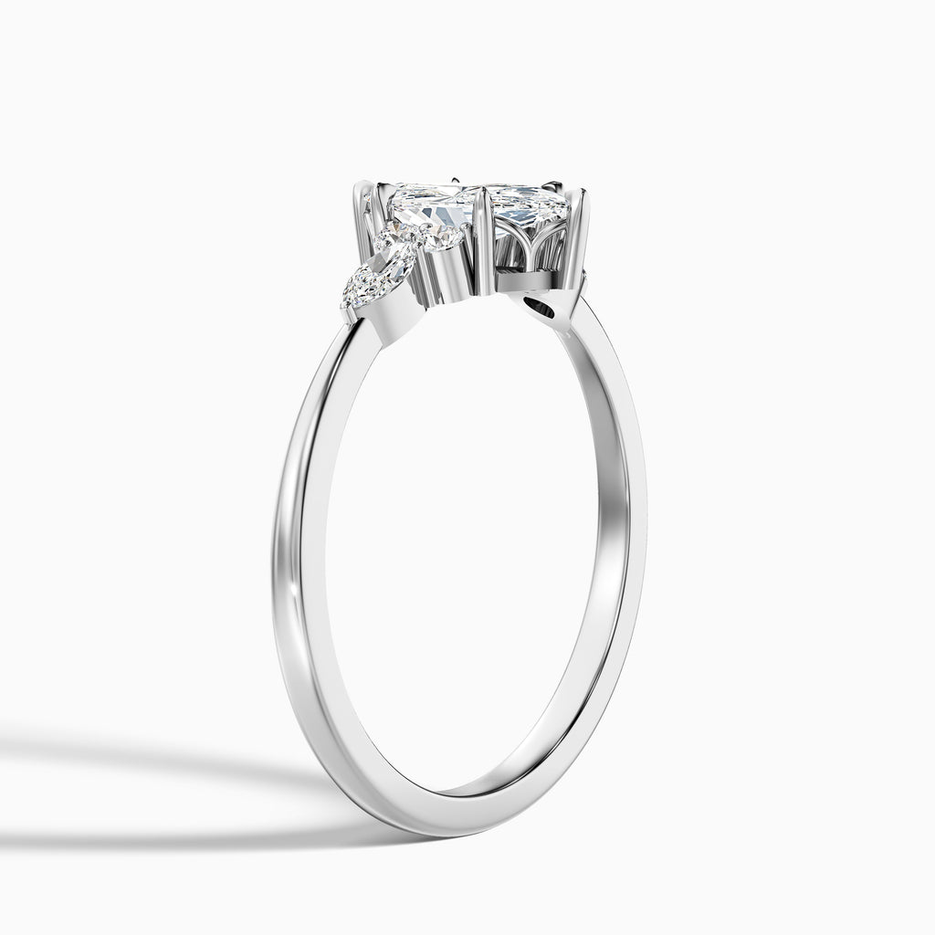 Harly 2 Carat Marquise Cut Side Stone Moissanite Diamond Ring in 10k White Gold