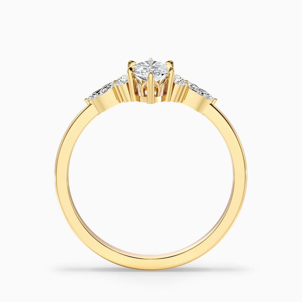 Harly 2 Carat Marquise Cut Side Stone Moissanite Diamond Ring in 10k White Gold