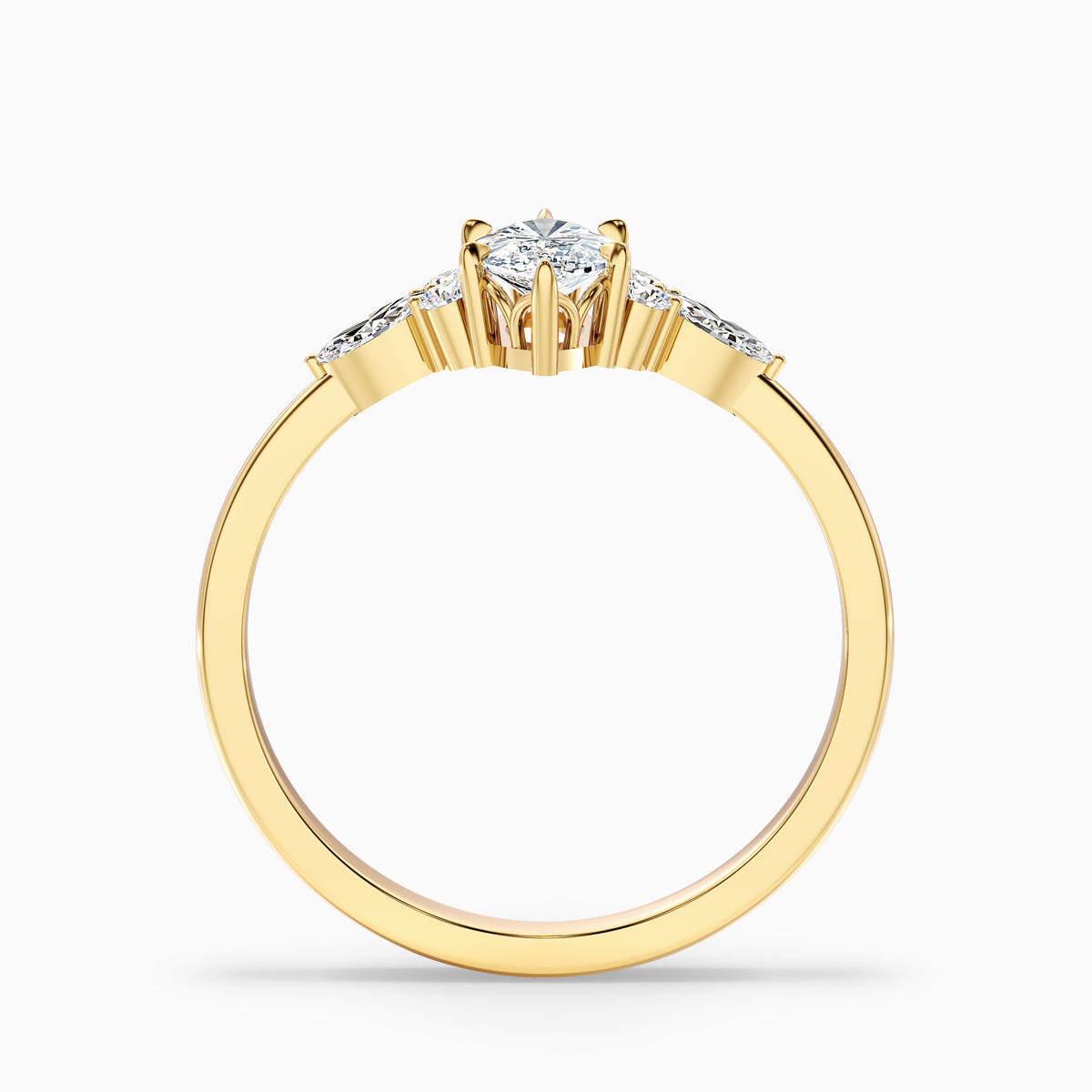 Chaya 2.5 Carat Marquise Cut Side Stone Lab Grown Diamond Ring in 10k Rose Gold