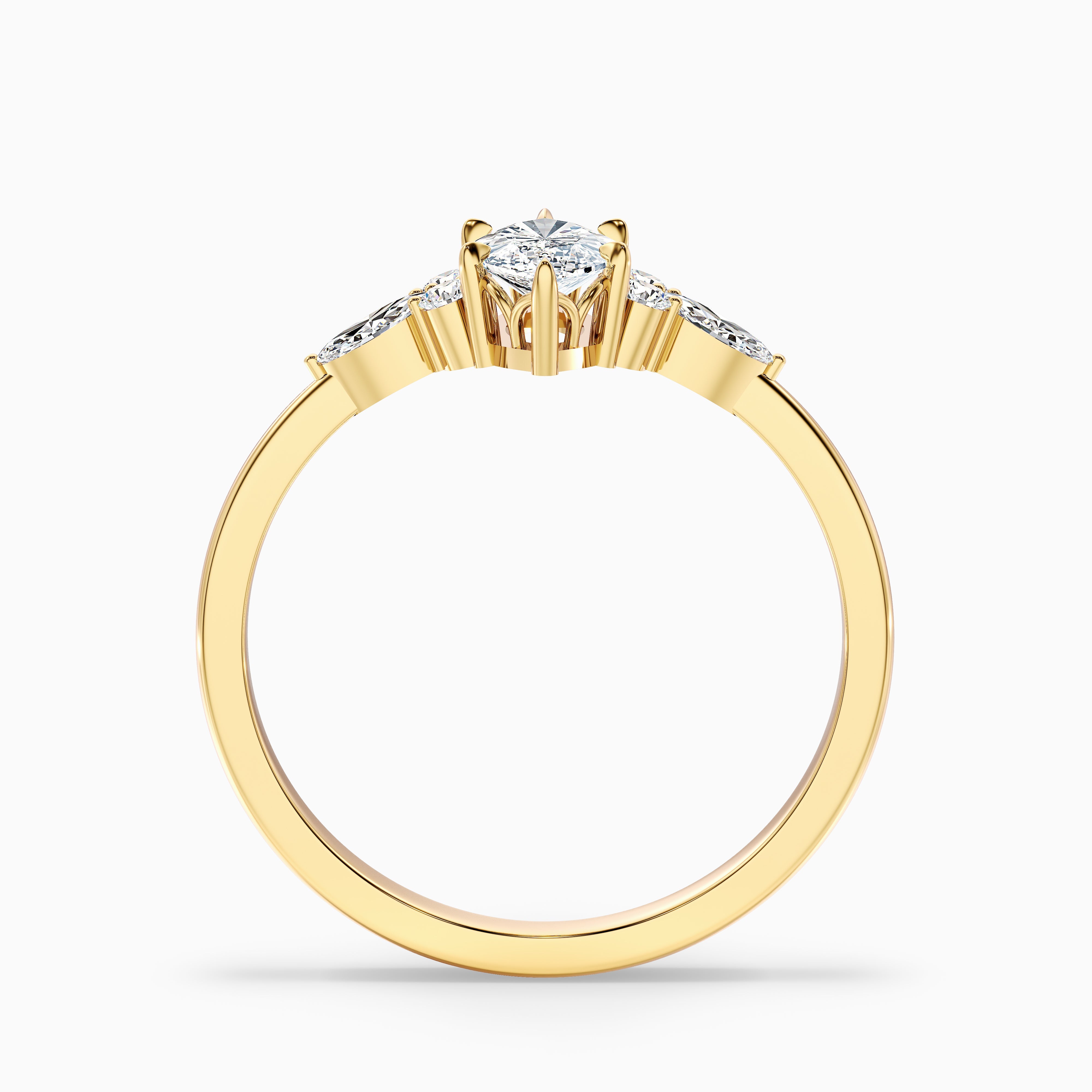 Chaya 3.5 Carat Marquise Cut Side Stone Lab Grown Diamond Ring in 14k Yellow Gold