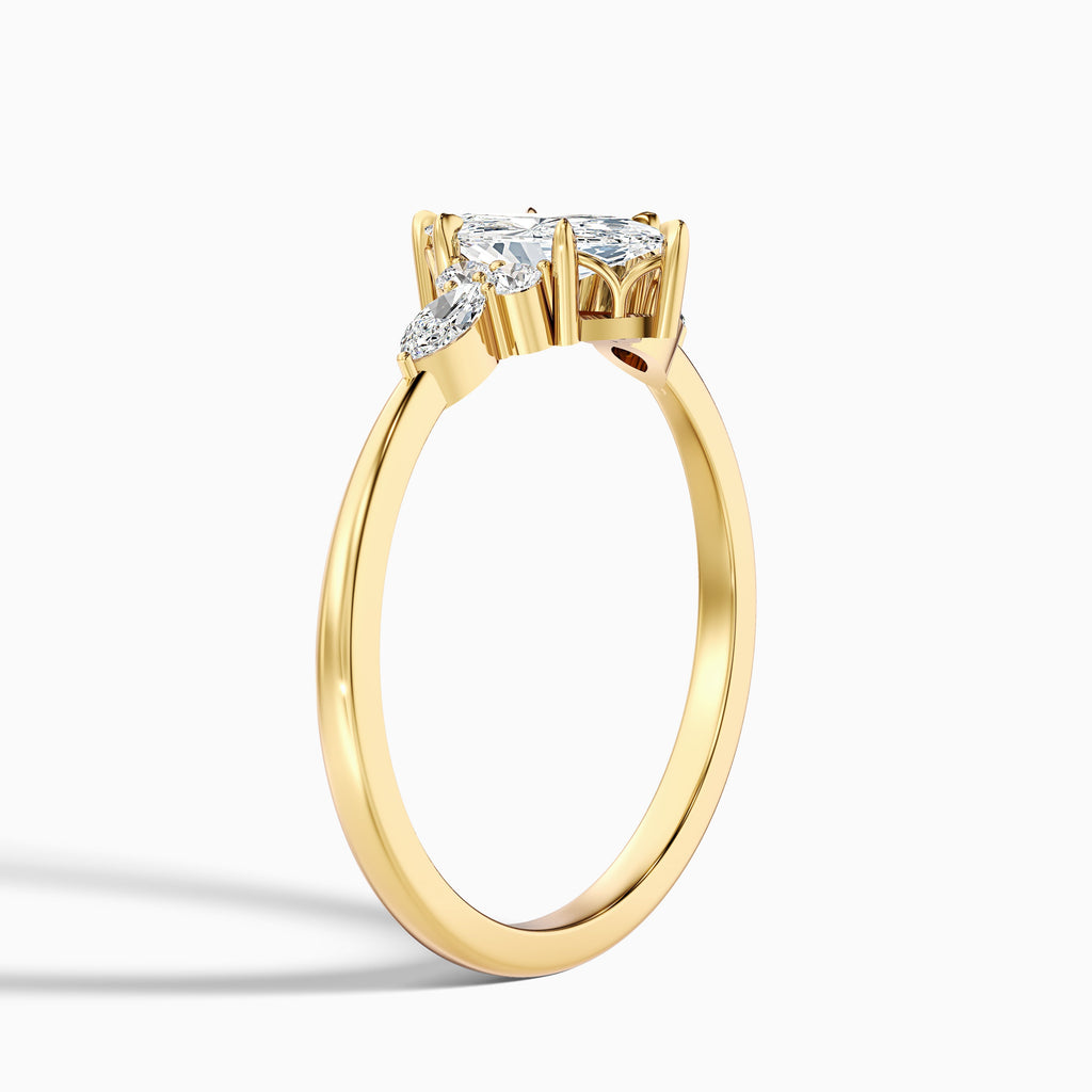 Harly 2 Carat Marquise Cut Side Stone Moissanite Diamond Ring in 10k White Gold