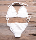 Beach Matching Split Bikini Hollow Out Cutout Hand Crocheting Woven Solid Color Swimsuit Set Bella Mia