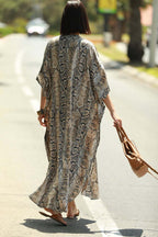 Beach Cover-up Elastic Printing Oversized Button Vacation Robe Bella Mia