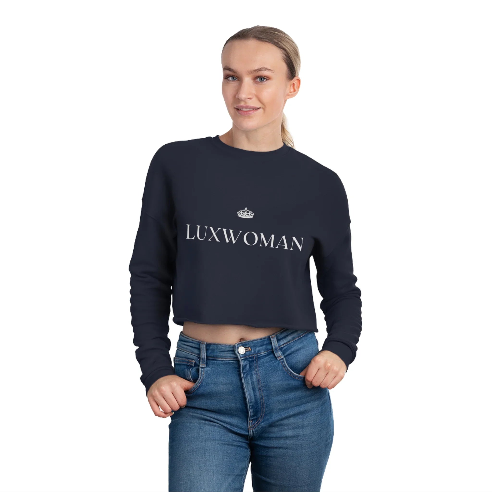 LUXWOMAN Breathable Fleece Cropped Sweatshirt Printify