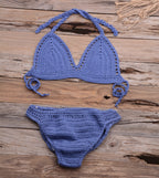 Beach Matching Split Bikini Hollow Out Cutout Hand Crocheting Woven Solid Color Swimsuit Set Bella Mia