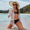 Cartoon Pattern Shirt Loose Long Sleeve Beach Cover Up Seaside Vacation Swimsuit Sun Protection Cardigan Women Bella Mia
