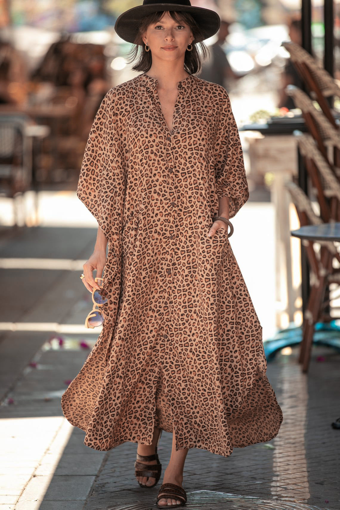Beach Cover up Loose Button with Pocket Vacation Robe Blouse Bella Mia