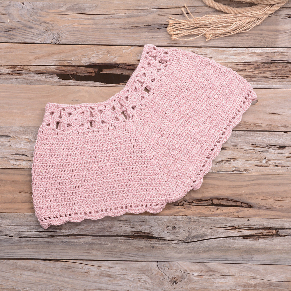 Handmade Beach Solid Color Short Swimming Trunks Sexy Cutout Hand Crocheting Cotton Sunscreen Bella Mia