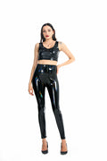 Adhesive Mirror High Elastic Leggings Faux Leather High Waist Pearlescent Colorful Red Black Women Trousers Bella Mia